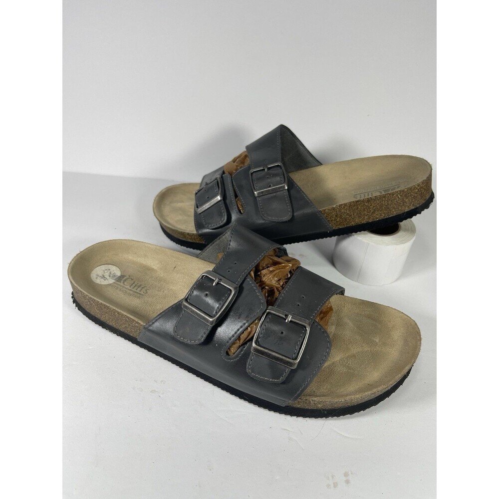 Cliffs by White Mountain Men's Hanz Sandals Size 12M Gray Dual Strap Slide